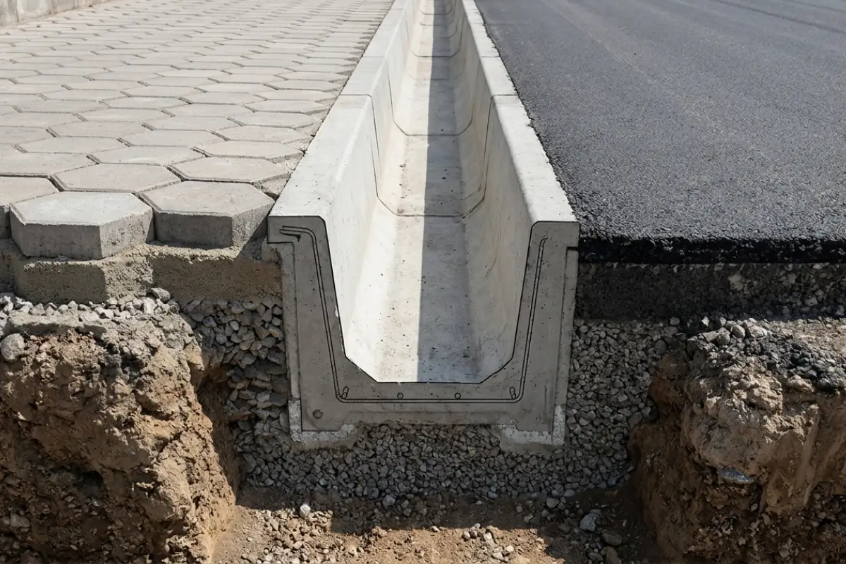 دیتیل اتصال کانیو به کفپوش و لایه رویه آسفالت